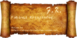 Fabinyi Krisztofer névjegykártya